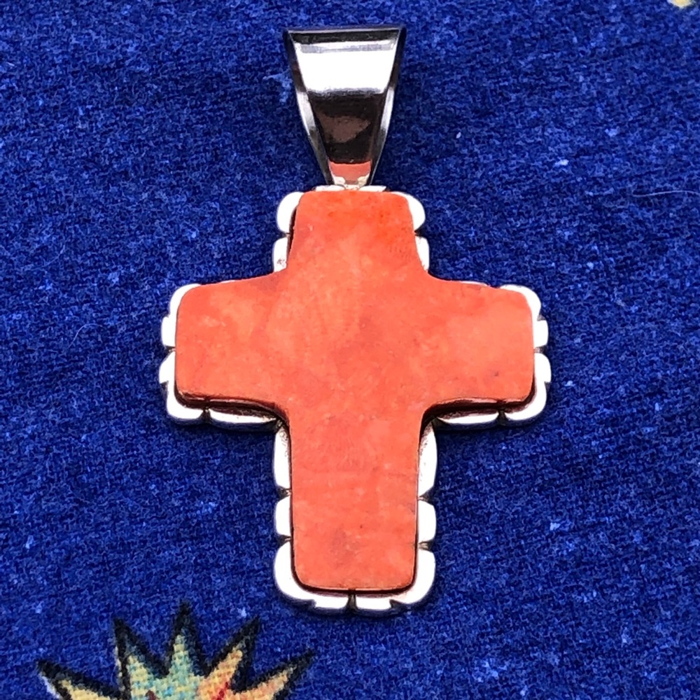 Jay King Sterling silver gemstone cross pendant
